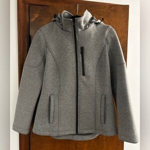 Andrew Marc Gray Softshell Jacket with Removable Hood